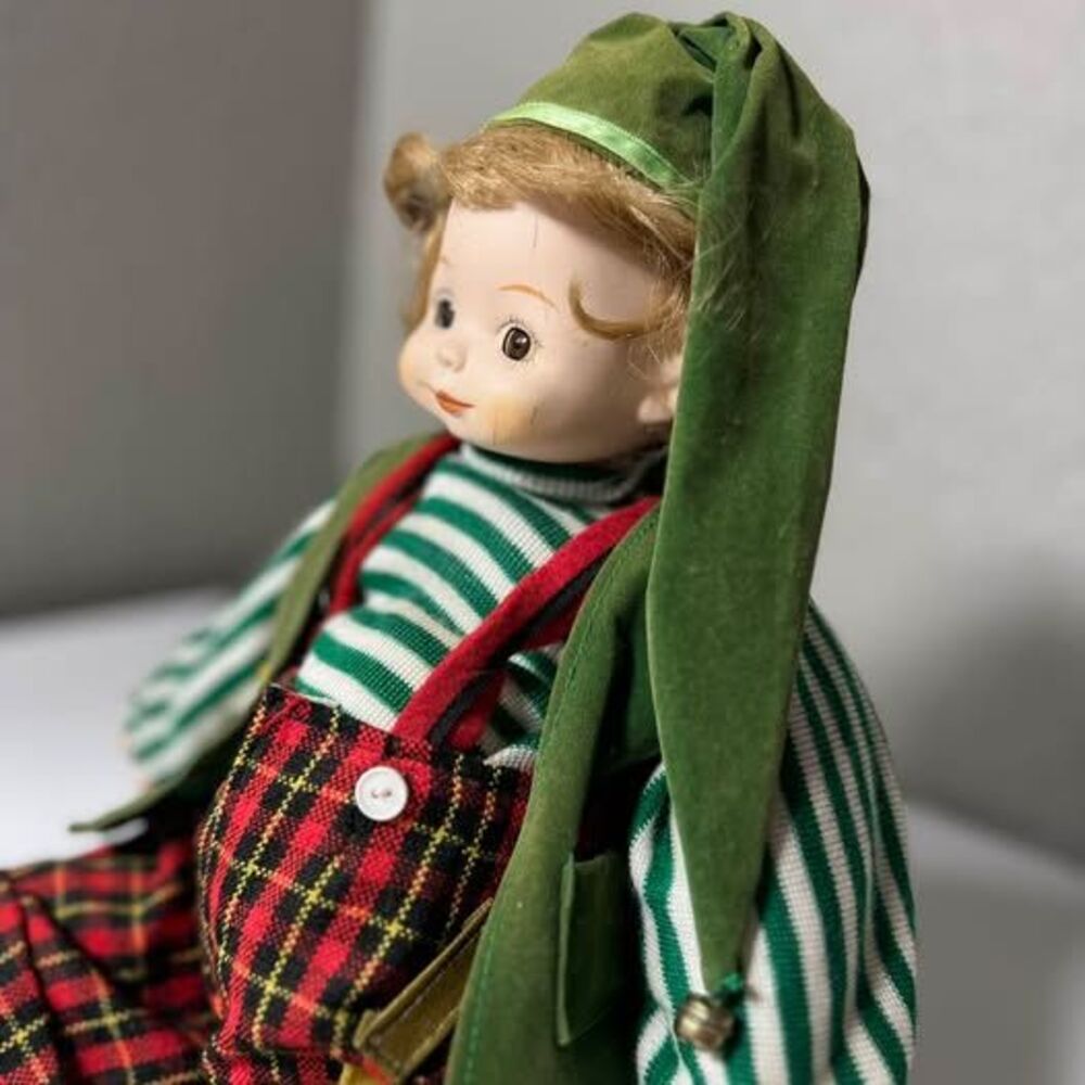 Vintage Porcelain winding musical Elf Doll